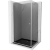 Mexen Pretoria отваряема душ кабина 70 x 90 см, графит, хром + корито Flat, черен
