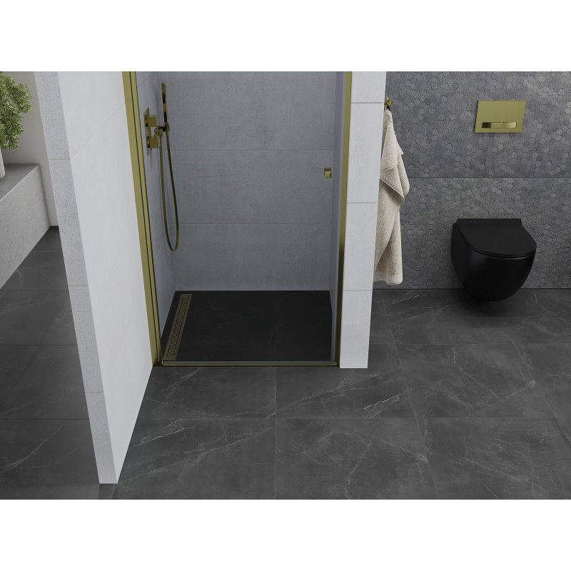 Mexen Pretoria врата за душ кабина, отварящи се, 100 см, прозрачни, златни - 852-100-000-50-00