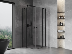 Mexen Mist Duo душ кабина с отваряща се врата 80 x 80 см, прозрачна, черна - 8A4-080-080-70-00