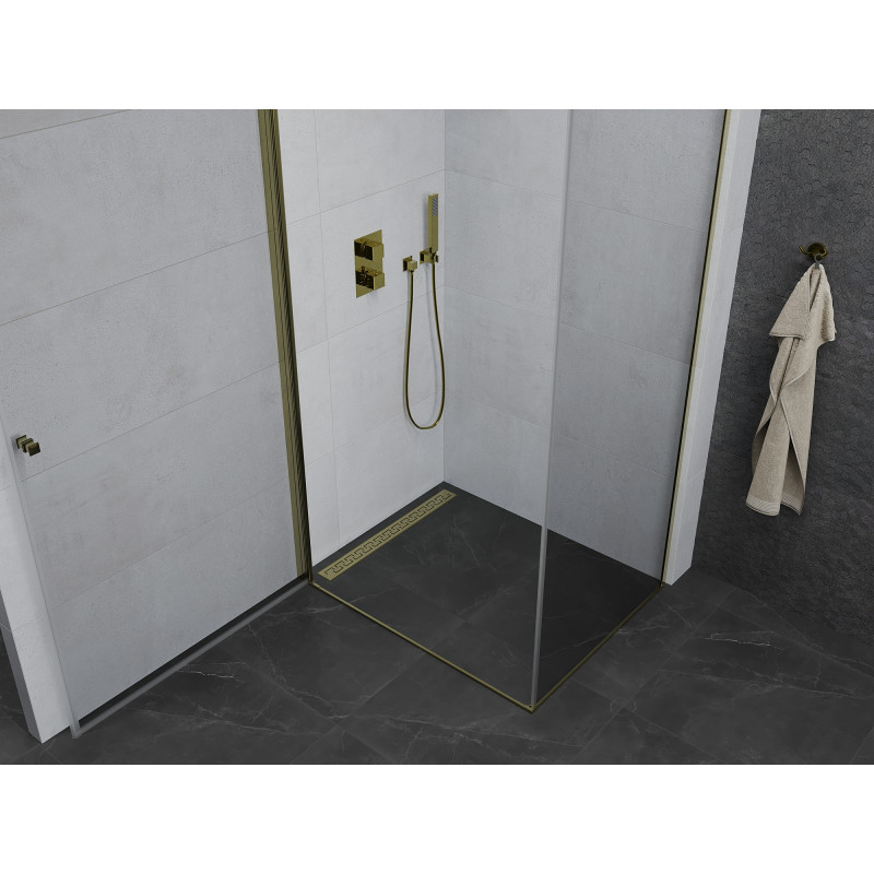 Mexen Pretoria отваряща се душ кабина 100 x 80 см, прозрачна, златна - 852-100-080-50-00
