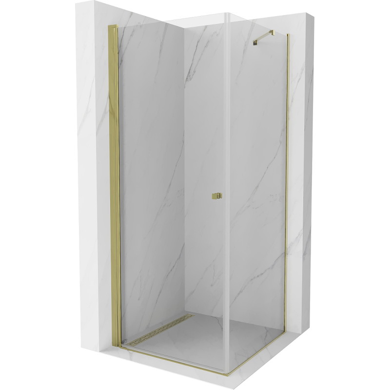 Mexen Pretoria отваряема душ кабина 100 x 100 см, прозрачна, златна - 852-100-100-50-00