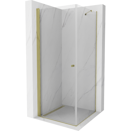 Mexen Pretoria сгъваема душ кабина 100 x 100 см, прозрачна, златна - 852-100-100-50-00