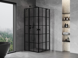 Mexen Mist Duo отваряща се душ кабина 80 x 80 см, черна решетка, черна - 8A4-080L-080P-70-77
