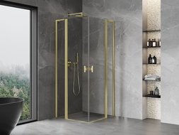 Mexen Mist L Duo кабина за душ с панти 90 x 90 cm, прозрачна, злато четкано - 8A4L-090-090-55-00