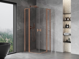 Mexen Mist L Duo душ кабина с люлеещи се врати 90 x 90 см, прозрачна, четкан мед - 8A4L-090-090-65-00