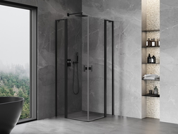 Mexen Mist L Duo отваряема душ кабина 90 x 90 см, прозрачна, черна - 8A4L-090-090-70-00
