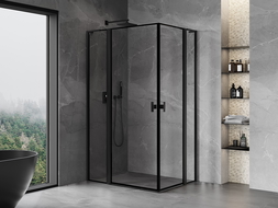 Mexen Mist L Duo отваряща се душ кабина 110 x 90 см, черна рамка, черна - 8A4L-110L-090P-70-70