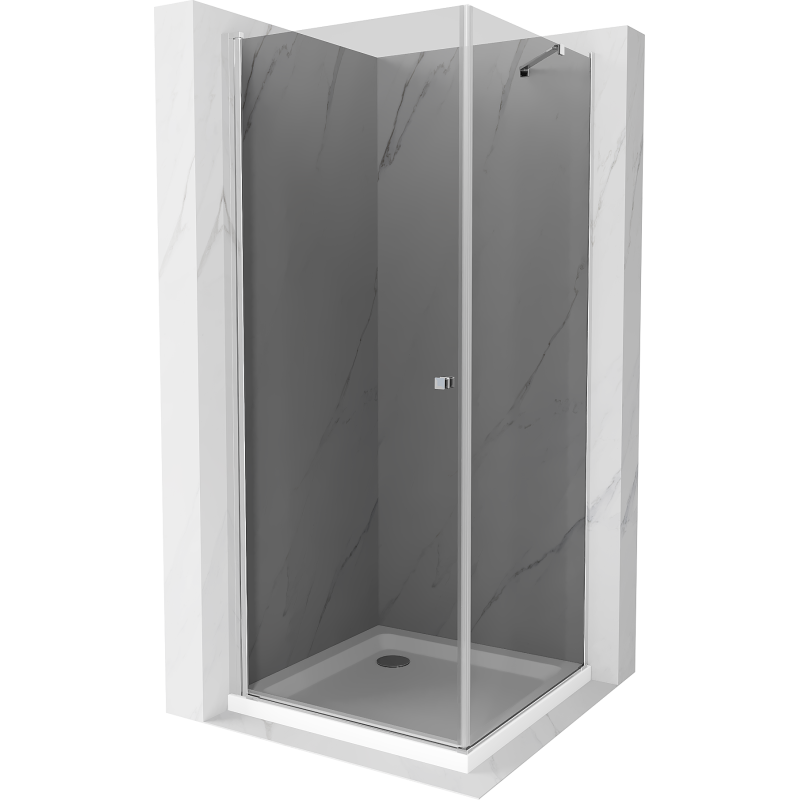 Mexen Pretoria кабина за душ въртяща се врата 100 x 100 см, графит , хром + вана Flat - 852-100-100-01-40-4010