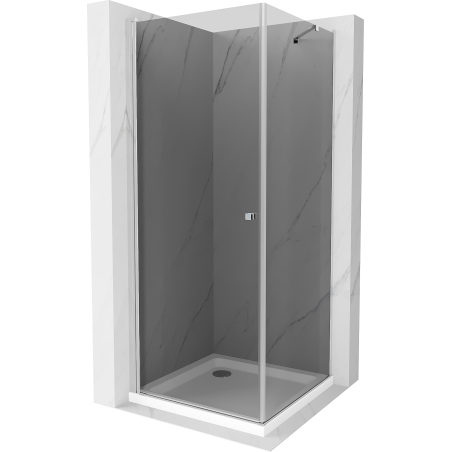 Mexen Pretoria отваряща се душ кабина 100 x 100 см, графит, хром + корито Flat