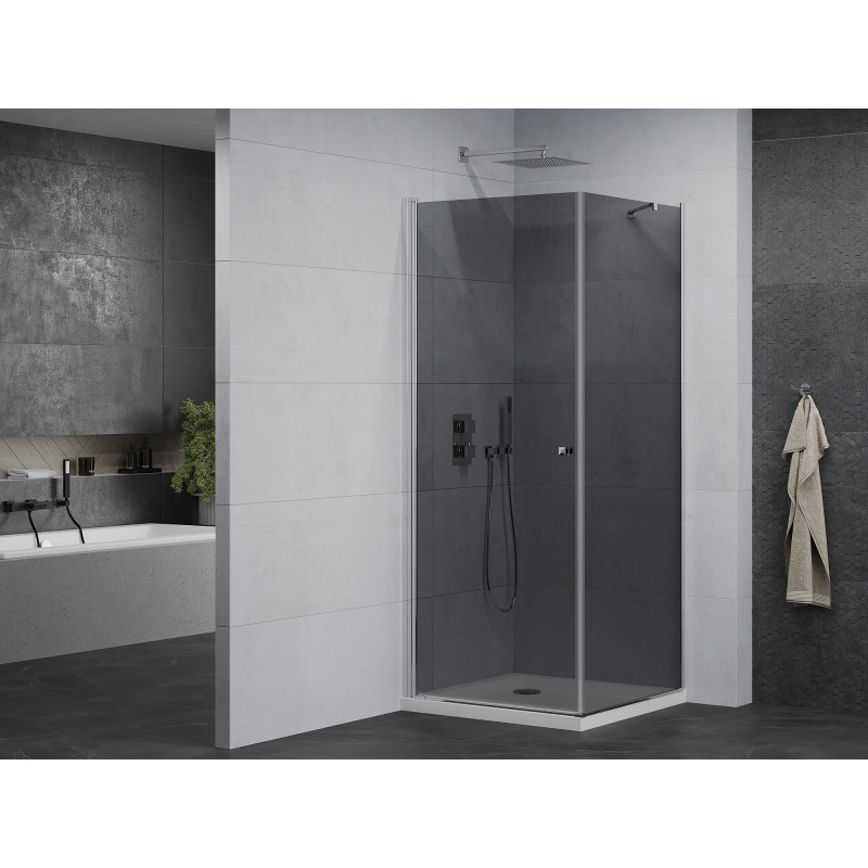 Mexen Pretoria отваряща се душ кабина 100 x 100 см, графит, хром + корито Flat