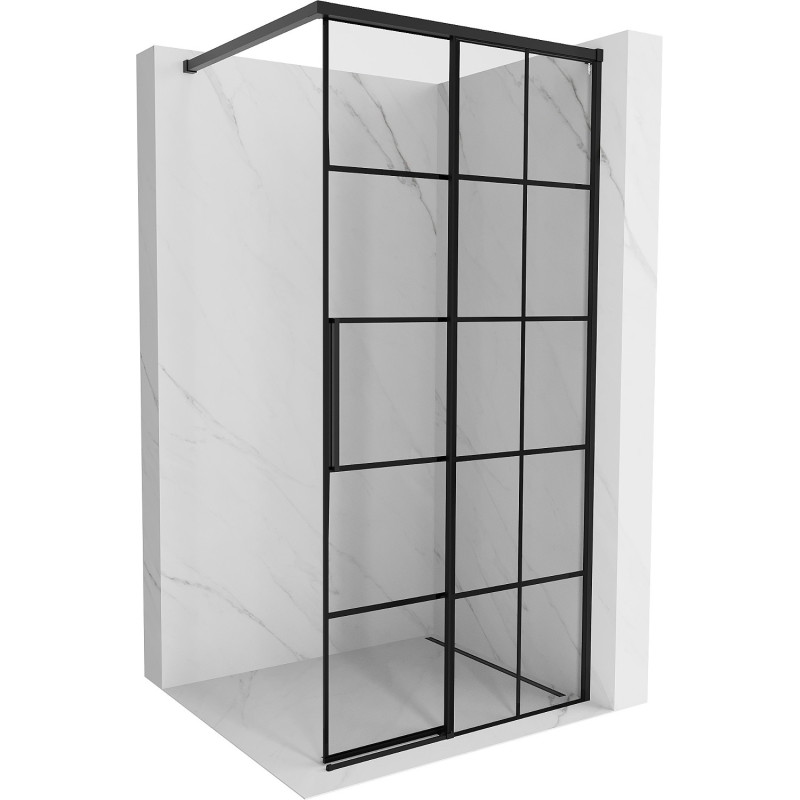 Mexen Rox Душ параван Walk-in десен 110 x 200 см, черна решетка 8 мм, черен