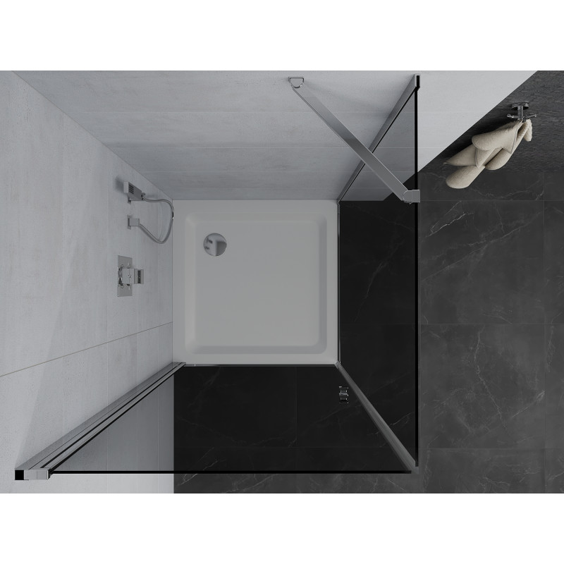 Mexen Pretoria отваряща се душ кабина 100 x 100 см, графит, хром + корито Flat