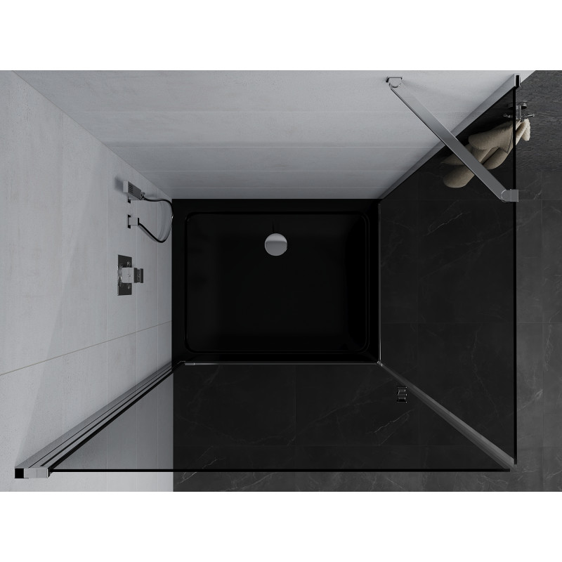 Mexen Pretoria люлееща се душ кабина 100 x 70 см, графит, хром + душ подложка Flat,