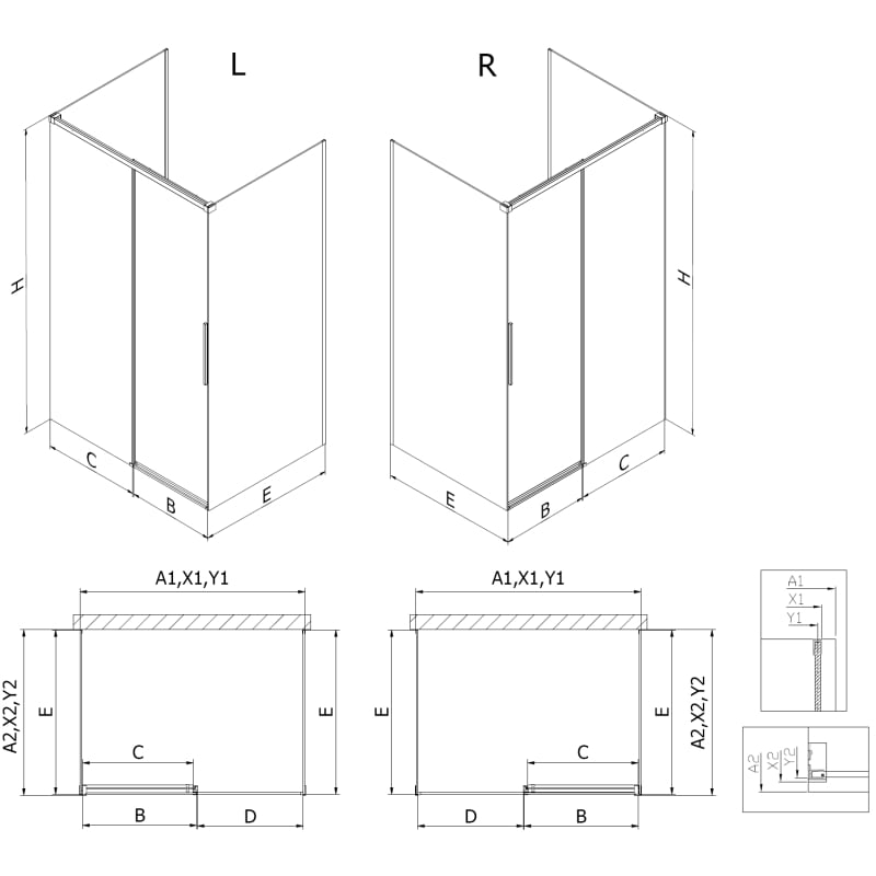 Mexen Rox-3S 3-стенна плъзгаща се душ кабина 145 x 95 см, прозрачна, бяла
