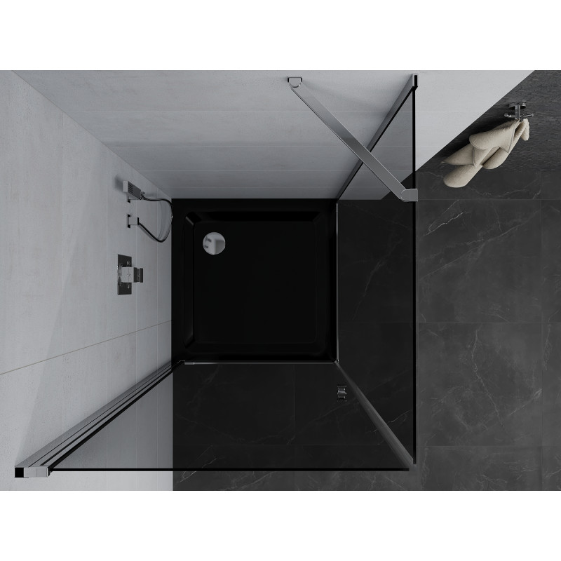 Mexen Pretoria люлееща се душ кабина 100 x 100 см, графит, хром + поддушово корито