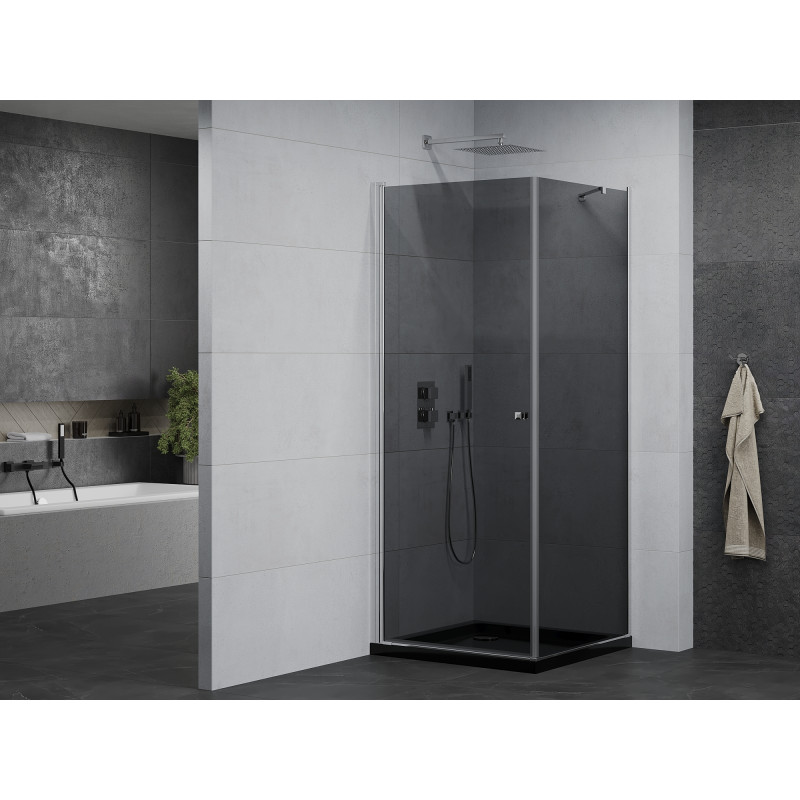 Mexen Pretoria люлееща се душ кабина 100 x 100 см, графит, хром + поддушово корито
