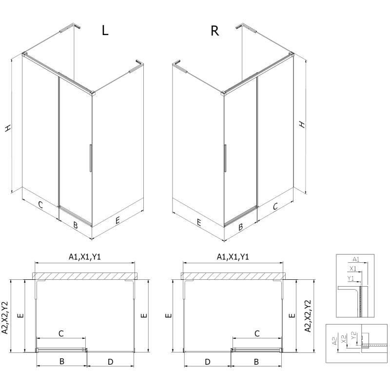 Mexen Rox-3S L трипанелна плъзгаща душ кабина 130 х 100 см, прозрачна, бяла - 8C2L-130-100-20-00-3S