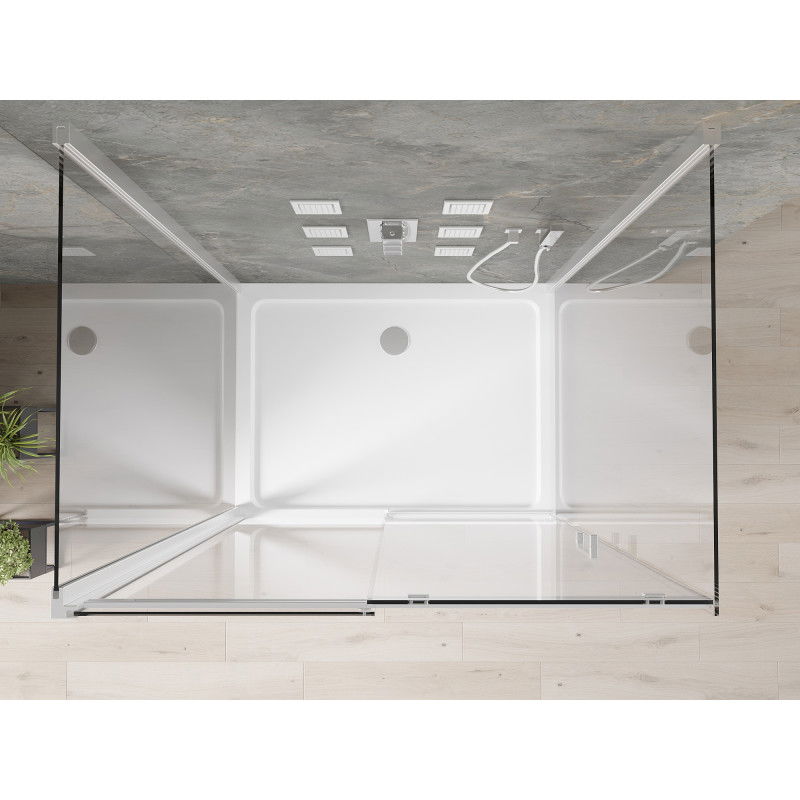 Mexen Omega-3S душ кабина с три стени, плъзгаща се 130x90 см, прозрачна, хром + плосък поддон - 825-130-090-01-00-3s-4010