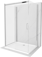 Mexen Omega душ кабина 3-стенна, повдигната 140 x 90 см, прозрачна, хром + душ под Flat - 825-140-090-01-00-3s-4010