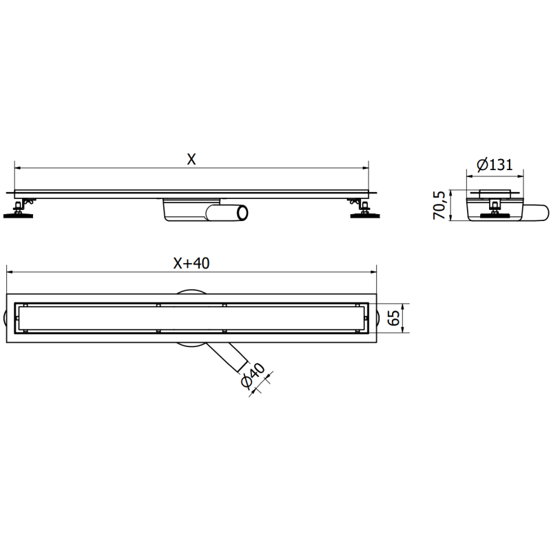 Mexen Flat 360° M13 линеен въртящ се сифон 2в1 80 см, инокс - 1010080-40