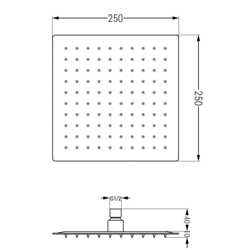 Mexen Slim душ система 25 x 25 см, четка опушено сив - 79125-66