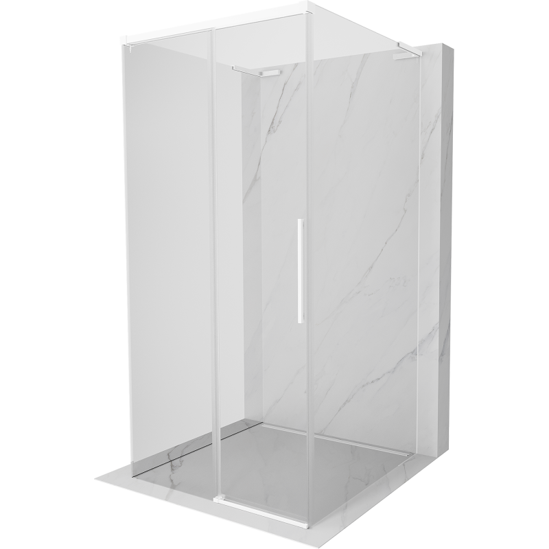 Mexen Rox-3S L тръгладуш кабина с 3 стени, плъзгаща се, 120 x 120 см, прозрачна, бяла - 8C2L-120-120-20-00-3S