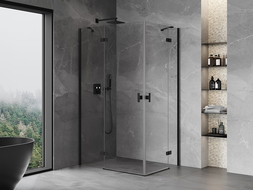 Mexen Mist H Duo душ кабина с отварящи се врати 100 x 80 см, прозрачна, черна - 8A5-100L-080P-70-00
