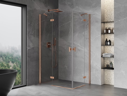 Mexen Mist H Duo душ кабина с врата 100 x 80 см, прозрачна, четкана мед - 8A5-100L-080P-65-00