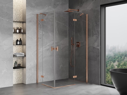 Mexen Mist H Duo душ кабина с панти 80 x 100 см, прозрачна, четкана мед - 8A5-080L-100P-65-00