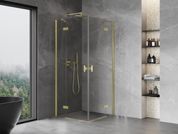 Mexen Mist H Duo душ кабина с врати 80 x 80 см, прозрачна, матирано златно - 8A5-080L-080P-55-00