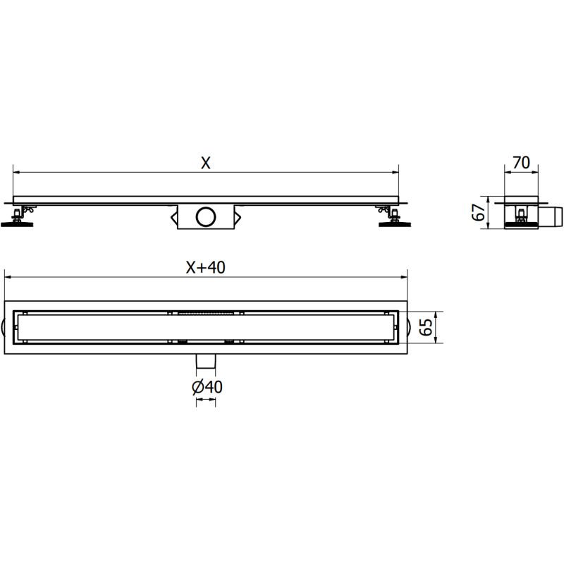 Mexen Flat M13 линеен сифон 2в1 90 см, черен - 1710090-15