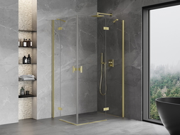 Mexen Mist H Duo душ кабина с отварящи се врати 80 x 120 см, прозрачна, златно матова - 8A5-080L-120P-55-00