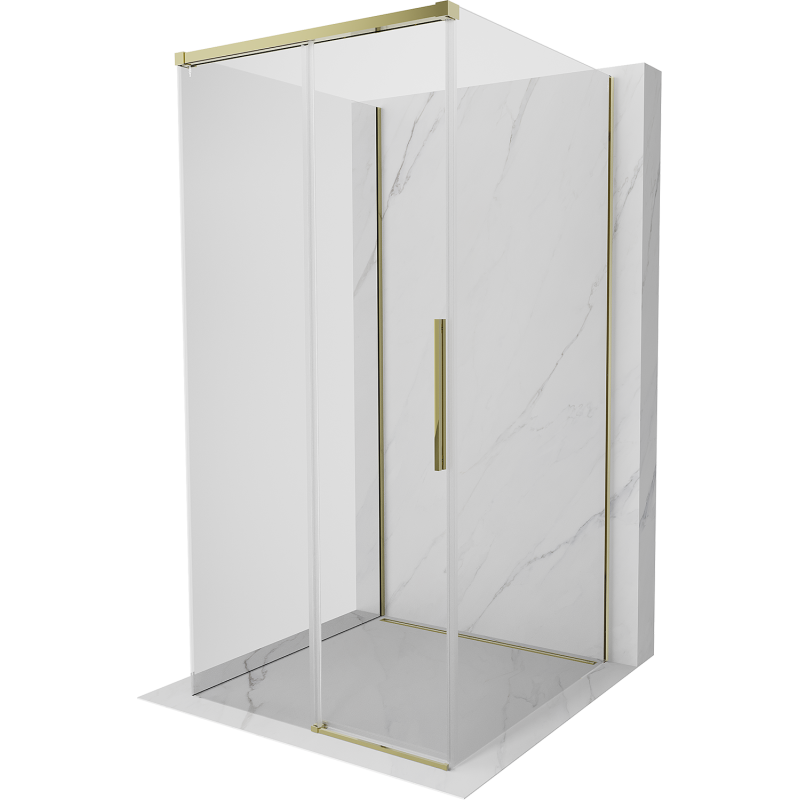 Mexen Rox-3S 3-стенна плъзгаща се душ кабина 100 x 100 см, прозрачна, златна - 8C2-100-100-50-00-3S