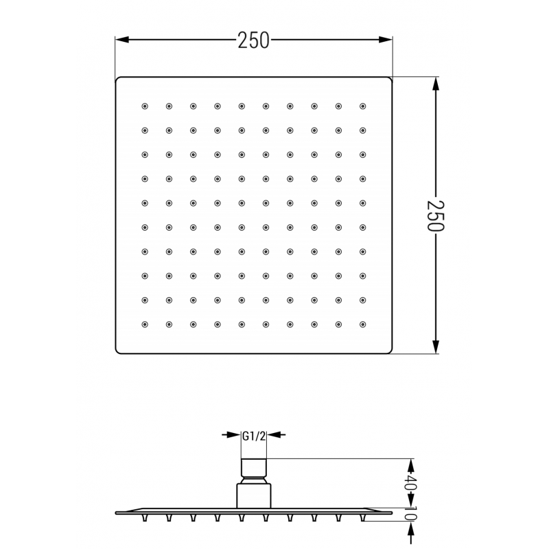 Mexen Slim душ глава 25 x 25 см, черна - 79125-70