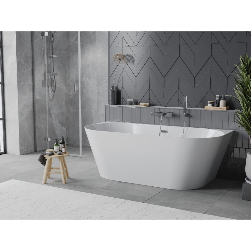 Mexen Oval Slim свободностояща вана до стената 170 x 80 см, бяла, хромиран