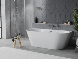 Mexen Oval Slim свободностояща вана до стената 170 x 80 см, бяла, хромиран