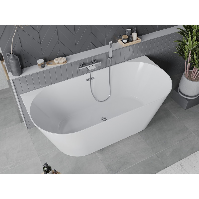 Mexen Oval Slim свободностояща вана до стената 170 x 80 см, бяла, хромиран