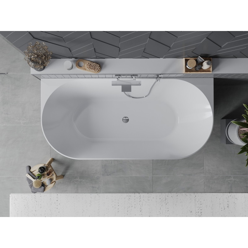 Mexen Oval Slim свободностояща вана до стената 170 x 80 см, бяла, хромиран
