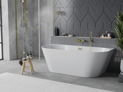 Mexen Oval Slim свободностояща до стена вана 170 x 80 см, бяла, златен преливник - 52661708000-50