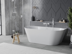 Mexen Oval Slim самостоятелна облицовка за вана 170 x 80 см, бяла, бял преливник - 52661708000-20