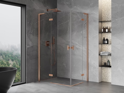 Душ кабина Mexen Mist-H L Duo 100 x 80 см, прозрачна, четкана мед - 8A5L-100L-080P-65-00