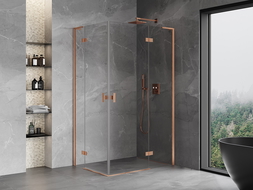 Mexen Mist-H L Duo душ кабина отваряема 90 x 120 см, прозрачна, матирана мед - 8A5L-090L-120P-65-00