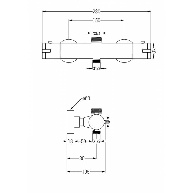 Mexen Kai термостатичен душ батерия, хром - 77150-00