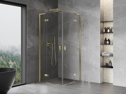 Mexen Mist-H L Duo сгъваем душ кабина 80 x 80 см, прозрачна, златна - 8A5L-080L-080P-50-00