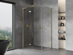 Mexen Mist-H L Duo сгъваема душ кабина 100 x 80 см, прозрачна, златна - 8A5L-100L-080P-50-00