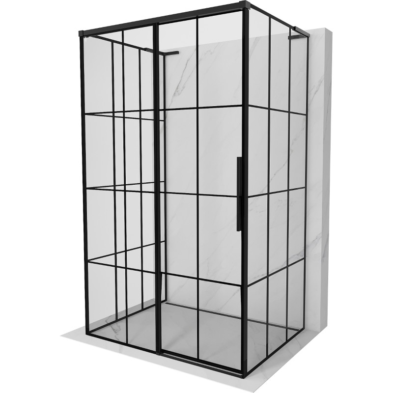Mexen Rox-3S L 3-стенна плъзгаща се лява душ кабина 150 x 120 см, черна решетка,