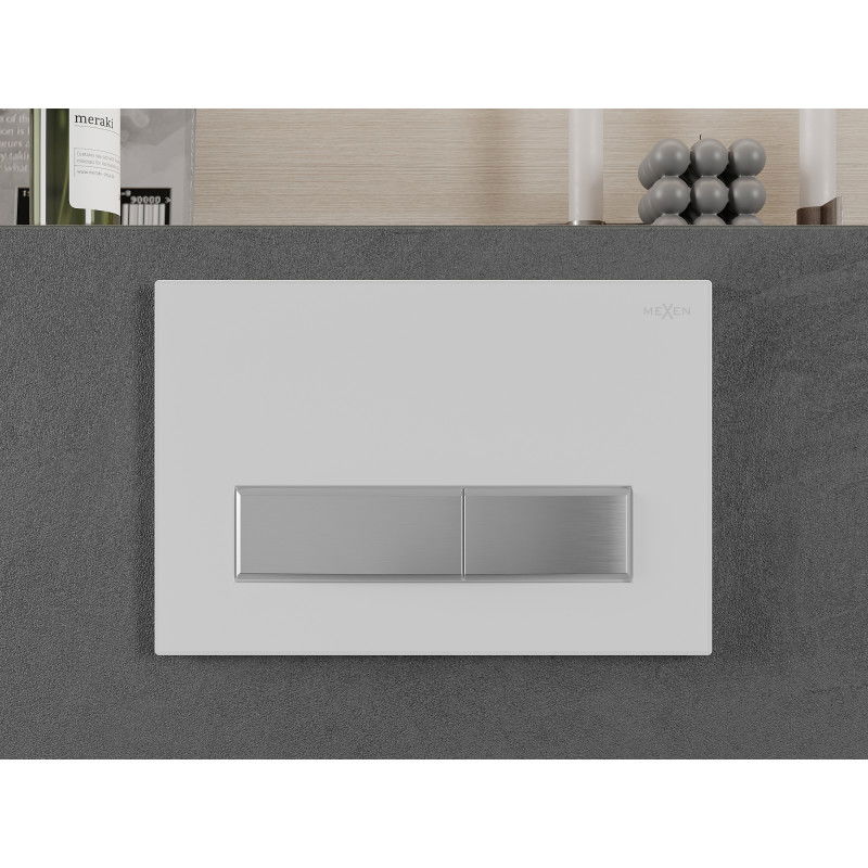 Mexen Fenix 09 бутон за промиване, бял/матов хром - 600929