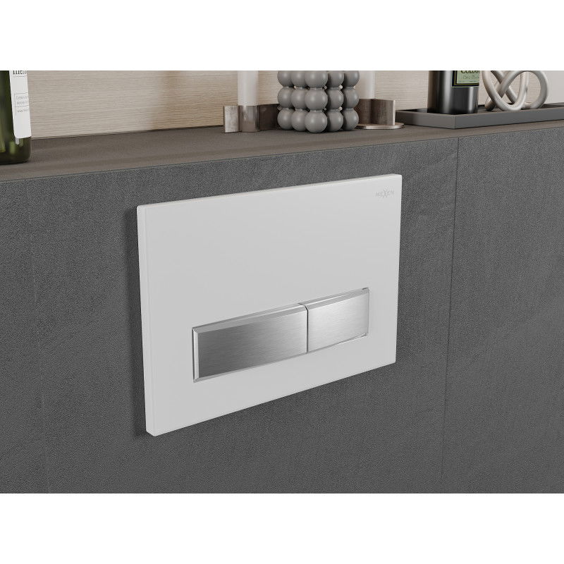 Mexen Fenix 09 бутон за промиване, бял/матов хром - 600929