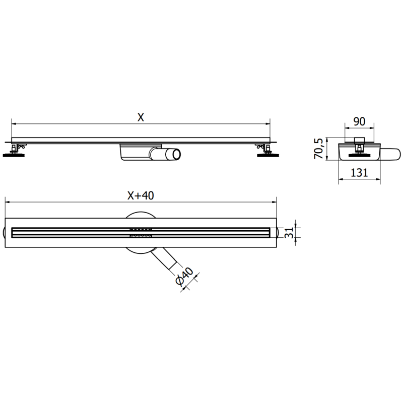 Mexen Flat 360° Slim линеен въртящ се сифон 110 см, розово злато - 1641110