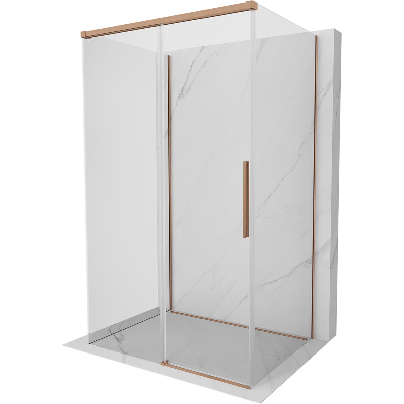 Mexen Rox-3S 3-стенна плъзгаща се душ кабина 155 x 120 см, прозрачна, четкана мед